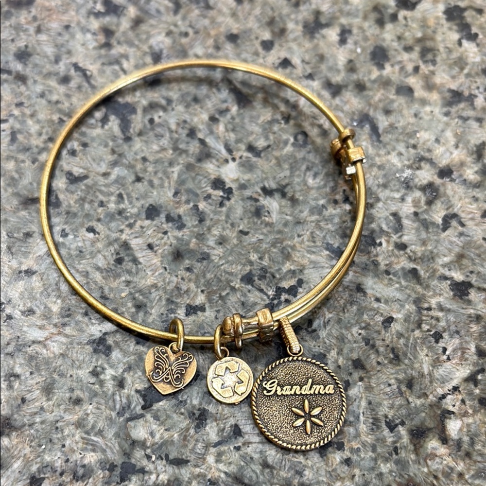 Brass Angelica Collection 'Grandma' Charm Bangle Bracelet